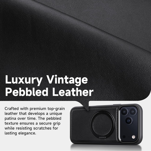 Kingflag Case for Phone 17 Pro Max with 360° Rotatable Metal Ring Stand Black💎 - Picture 5 of 10